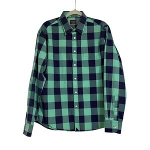 UNTUCKIT Bonarda Button Up Shirt Green Blue Buffalo Plaid Size Large